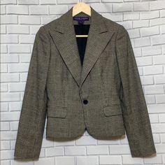 This Is A Soft, Gorgeous Jacket, Single Button, Lightly Padded Shoulders, Faux Front Pockets. Measures 17" Laid Flat At Underarms, 21" In Length, Waist Is 14.5". In Very Good Pre-Owned Condition. Normal Wear And Tear Noted, But No Flaws Or Damage. Please Review Pictures And Feel Free To Ask Any Questions Or For More Pictures Prior To Purchasing. Purple Label, Ralph Lauren Purple Label, Blazer Suit, Suit Jacket, White And Black, Cashmere, Jackets & Coats, Jackets For Women, Ralph Lauren