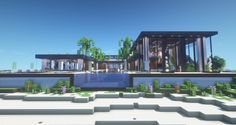 Modern Minecraft Mansion Ideas, Mega Mansion Modern, Minecraft Houses Modern Mansion, Modern Mansion Minecraft, Modern Mansion Minecraft Tutorial, Minecraft Java