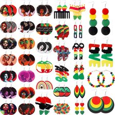 PRICES MAY VARY. Ample Quantity and Easy to Decorate: with 36 pairs of African earrings for black women included, your accessory options are virtually endless; Match them effortlessly with your everyday outfits or special occasion attire, and the choice is yours; Their versatile style makes it easy to incorporate into various looks, carrying the grace and charm of African tradition with you, wherever you go Quality Craftsmanship and Material: delight in the stunning craftsmanship of our 36 pairs African Earing, Cricut Apps, African Gifts, African Theme, African Traditions, African Accessories, African Earrings, American Freedom, Painted Earrings