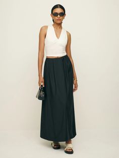 Lucy Skirt Tan Shirt Outfit, August Outfits, 2024 Wardrobe, White Midi Skirt, Bridal Outfit, Ankle Length Skirt, Black Midi Skirt, Fall Style, Cotton Skirt