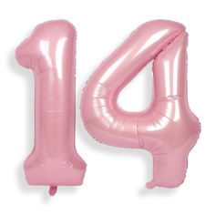 a pink balloon shaped like the number four