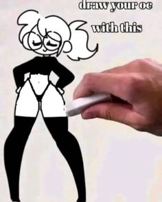 a drawing of a person holding a pen in front of the caption that reads draw your oc with this