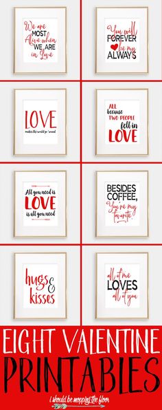 valentine's day printables with the words, i love you and other things