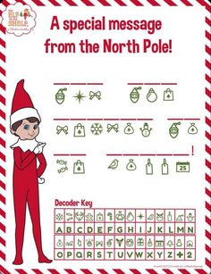 an elf is standing in front of a sign that says, a special message from the north pole