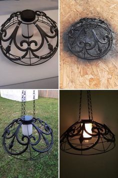 four different types of chandeliers hanging from the ceiling