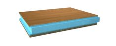 an image of a wooden table top with blue paper on the bottom and brown wood in the middle