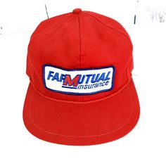 Vintage FarMutual Insurance Patch Red Strapback Adult Trucker Farm Cap Hat. Condition is "Pre-owned". In very good condition. Looks new. Please see pictures for details. Please see pictures for details. Shipped with USPS First Class. Retro Red Hats For Baseball Season, Red Retro Hats For Baseball Season, Red Retro Hat For Baseball Season, Retro Red Fitted Hat For Baseball Season, Red Retro Fitted Hat For Baseball Season, Retro Red 5-panel Hat, Red Retro 5-panel Hat, Vintage Red Hat With Flat Bill, Vintage Red Hat For Streetwear