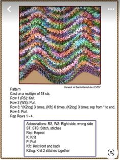 a knitted blanket with different colors and patterns on the bottom, along with instructions for how to crochet