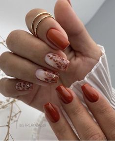 Thanksgiving Nails Acrylic Oval, Rust Nails Design, Autumn Inspired Nails, Autumn Gel Nails, Orange Nail Designs, Fall Gel Nails, Her Nails, Thanksgiving Nails, Trendy Nail Art