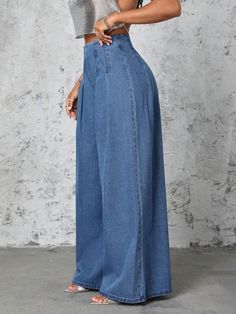 SHEIN Women's Wide Leg Jeans | SHEIN USA Wide Leg Denim Pants, Moda Denim, Plus Size Mini Dresses, Classy Casual Outfits, Classy Casual, Modest Fashion Outfits, Mode Inspo, Looks Chic, Plus Size Maxi Dresses