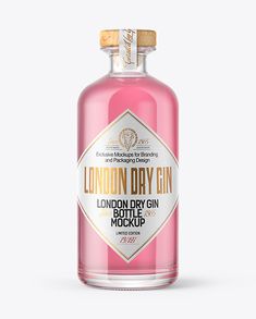 a bottle of london dry gin mockup