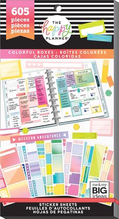 the happy planner kit includes colorful stickers, notes, and other things to do