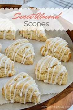 SWEET ALMOND SCONES Italian Scones Recipe, Almond Joy Scones, Scone Packaging Ideas, Almond Scones Recipe Easy, Scone Flavor Ideas, Moist Scones Recipe, Almond Cream Scones, Fluffy Scones Recipe, Mini Scones Recipe