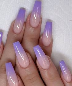 Flashy Nails, Paznokcie Hello Kitty, Purple Ombre Nails, Lilac Nails, Elegant Nail, Purple Nail