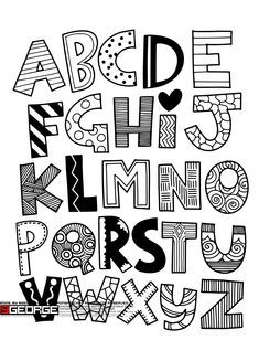 hand drawn alphabet letters on lined paper