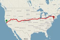 a map shows the route for interstates through the united states, including mexico and washington