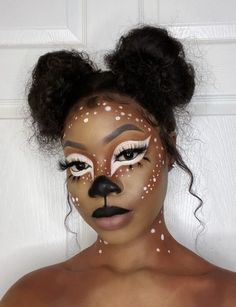 Easy Fantasy Makeup, Animal Face Makeup, Doe Makeup Halloween, Halloween Face Makeup For Women, Animal Costumes Women Diy, Fun Halloween Makeup Looks, Makeup Halloween Ideas Creative, Deer Face Makeup, Animal Halloween Makeup