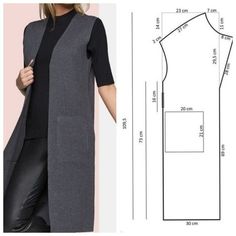 a women's dress and top sewing pattern with measurements for the front, side and back