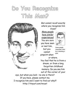 a drawing of a man's face with the words do you recognize this man?