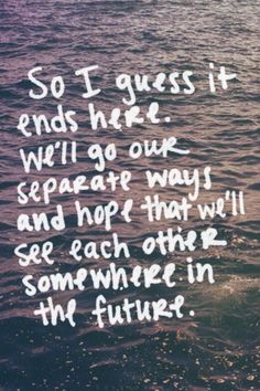 a quote that reads, so i guess it ends here we'll go out separate ways and each other somewhere in the future