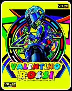 a painting of a person on a motorcycle with the words valentine roses written below it