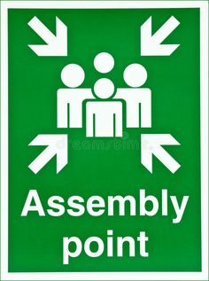 an assembly point sign with arrows pointing in different directions royalty images and illustrations stock photos