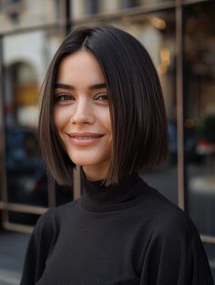 French Bob Haircut 2024: Chic, Modern Styles for Every Occasion Paris Bob Hair, Brunette Chin Length Bob, Round Bob, Chic Bob Haircut, French Bob With Bangs, French Bob Haircut, Micro Bob, French Haircut, Bangs Layers