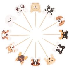 a group of dog stickers arranged in the shape of a circle on a white background