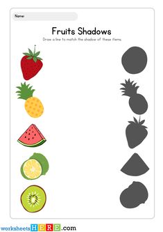 the fruit shadow worksheet for children