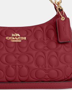 COACH® Outlet | Teri Shoulder Bag In Signature Leather Coach Teri Shoulder Bag, Life Manifestation, Billionaire Luxury, School Bag Essentials, Expensive Bag, My Shopping List, Red Purse, Red Purses, Coach Outlet