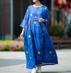 Casual Loose Blue Dress, Multicolor Free Size Dress For Spring, Multicolor Free Size Dresses For Spring, Casual Multicolor Loose Dress, Casual Blue Free Size Dress, Red Free Size Dress For Spring, Orange Tunic Maxi Dress For Spring, Spring Orange Tunic Maxi Dress, Loose Blue Dress For Spring