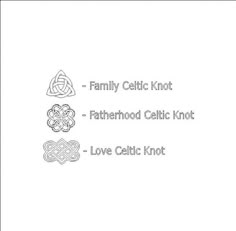 the family celtic knot is shown in black and white, with three different symbols on it