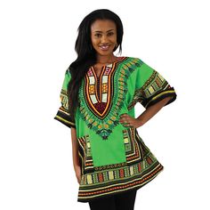 Unisex Traditional Dashiki Print Shirt. Perfect for just about any occasion 100% Cotton Made of a cotton blend Beautiful vibrant colours Short Sleeve Shirt, Tops or Blouse and can be worn as a dress Short-Sleeve Shirt, Tops or Blouse and can be worn as a dress Handwash recommended if possible or machine wash in cold water. 100% Cotton 3/4 Sleeves Perfect for just about any occasion Wash separately on first wash Beautiful vibrant colours