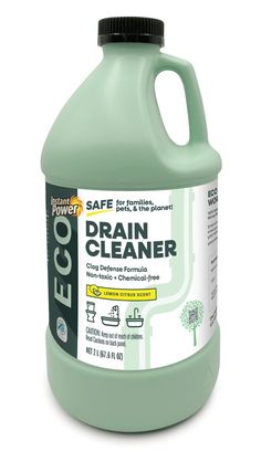 a gallon of eco safe for environment - friendly drain cleaner, on a white background