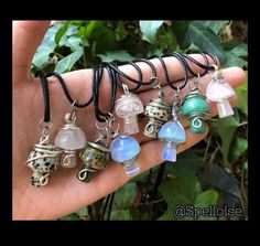 Crystal Mushroom Necklaces, Mini Crystal Mushrooms, Wire Wrapped Jewelry, Mushroom Pendants, Crystal Carved Mushrooms ⬇️ Crystal Mushroom Options: ⬇️ A.) Dragons Blood  B.) Clear Quartz C.) Amethyst  D.) White Howlite E.) Unakite  F.) Green Aventurine  G.) Rose Quartz  H.) Rose Quartz I.) Dalmatian Jasper J.) Dalmatian Jasper K.) Opalite L.) Opalite ⭐️ Your Intention is very Important! Hold it, wear it, or have it near you so it can become familiar with your energy!  ⭐️ Handle with care. . . . ⚠️ Do Not Shower or Bathe with Necklace on! . .  📲 Follow Me! ⬇️ IG: @spelloise TT: @spelloise  FB: @Spelloise  🚨 LEGAL DISCLAIMER: 🚨 ⬇️⬇️⬇️⬇️⬇️⬇️⬇️⬇️⬇️⬇️⬇️ * Per Etsy terms and conditions, I am required to mention that these items are for INSPIRATIONAL/EXPERIMENTAL purposes only, I cannot guarant How To Wire Wrap Mushroom Crystal, Adjustable Spiritual Necklace With Mushroom Design, Wire Wrap Mushroom Crystal, Nature-inspired Wire Wrapped Crystal Pendant Necklaces, Spiritual Wire-wrapped Metal Crystal Necklace, Mushroom Jewelry, Crystal Aesthetic, Dalmatian Jasper, White Howlite