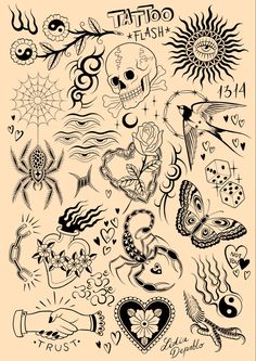 Small tattoos, black tattoo, blackwork, tattoo flash Arm Tattoo Flash, Alternative Tattoo Designs, Forearm Flash Tattoo, Tattoo Ideas Inner Forearm, Inner Forearm Tattoo Ideas, Big Flash Tattoo, Patchwork Tattoo Flash Sheet, Traditional Style Forearm Tattoo, Earthy Flash Tattoo