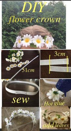 70s Hair Accessories, Flower Headband Hippie, Silk Flower Crown, Flower Headband Diy, Flower Crafts Kids, Diy Flower Crown, Picnic Birthday, Flower Cart