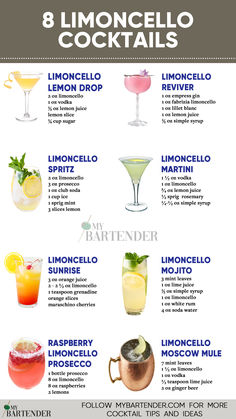 Limoncello Cocktails Lime Cocktails, Basic Cocktails, Cozy Brunch, Cocktails To Try, Yummy Alcoholic Drinks