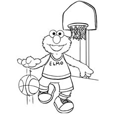 an elmo basketball player coloring page