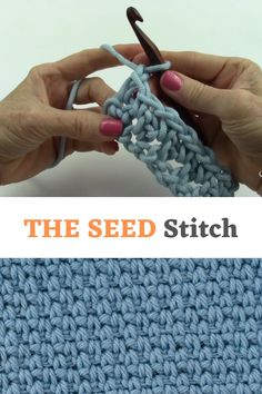 the seed stitch crochet pattern is being worked on