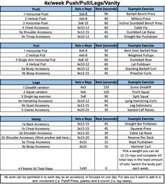 the four week upper / lower - over workout plan is shown in blue and white