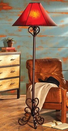 a lamp that is sitting on top of a chair