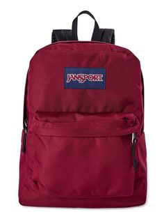 JanSport SuperBreak Backpack - Russet Red JanSport backpacks are the perfect organizational tool to hold all your important items while you are on the move. The sturdy fabric was designed to handle not only daily wear and tear, but the stress caused by heavy weight. Cushioned straps allow for comfortable wear and ease of transport. JanSport backpacks have your back! Details: Material: 100% Polyester Care: Spot clean Dimensions: 16.7” H x 13” W x 8.5” D Closure: Zipper closure Straps: Straight-cu Red Jansport Backpack, Jansport Backpacks, Mochila Jansport, Jansport Superbreak Backpack, Red Backpack, Colorful Backpacks, School Essentials, Jansport Backpack, 6th Grade