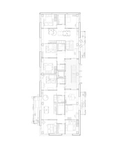 the floor plan for an apartment with two levels and three rooms, including one bedroom