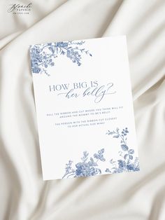 a white sheet with blue flowers and the words, how big is no bed?