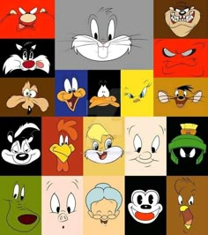 many different cartoon faces are shown in the same color scheme as they appear to be drawn