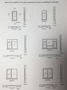 the diagram shows different types of windows and their corresponding measurements for each window, which are also labeled