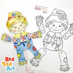 a paper doll is shown next to an image of a child's scarecrow