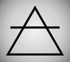 an image of a triangle that is black and white with the word's symbol on it