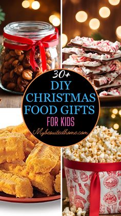 christmas food gifts for kids with text overlay